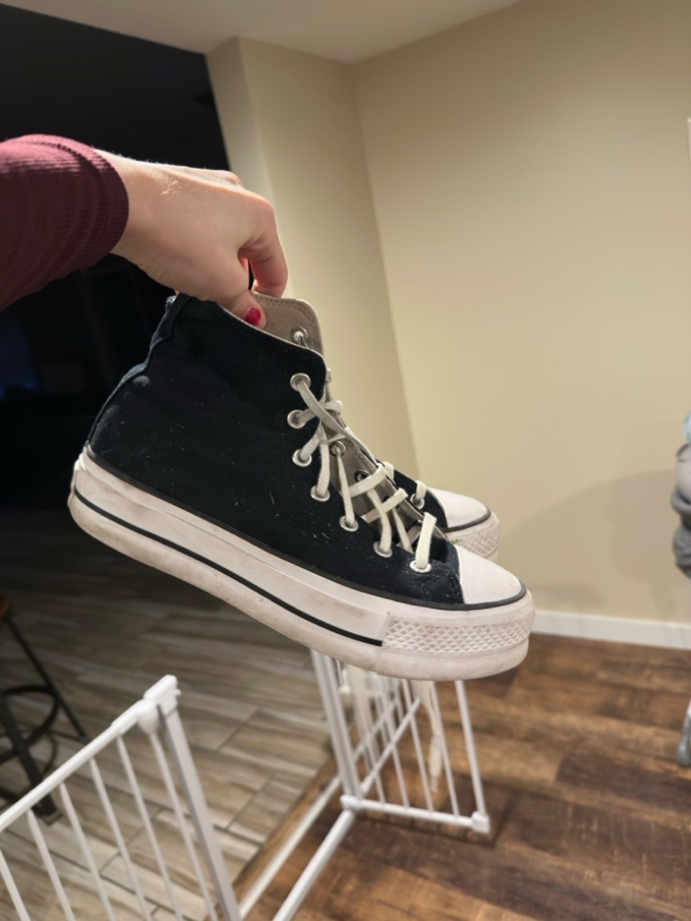 Converse Black and White High-Top Platform Sneakers